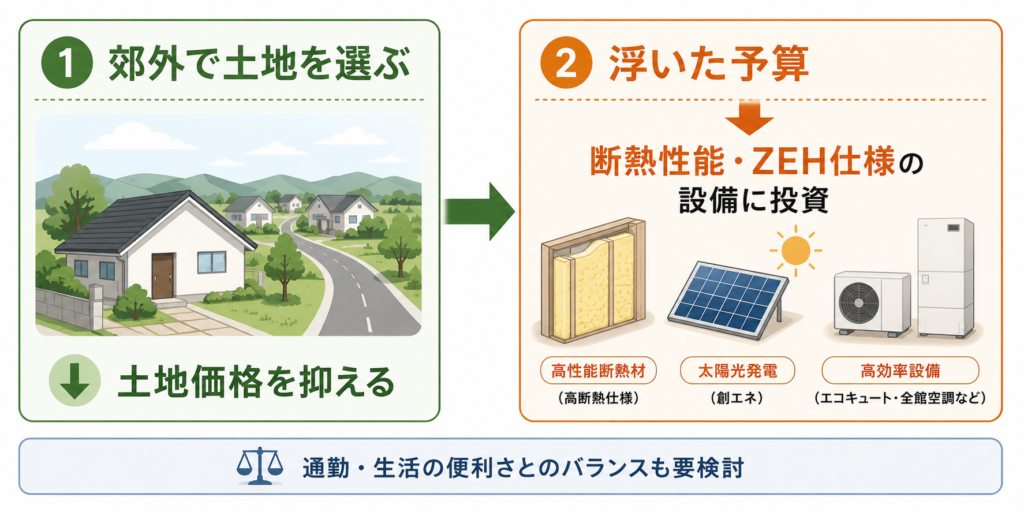 浮いた予算を省エネ設備に投資するイメージ